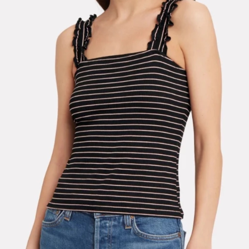 Intermix Carla Striped Ruffle Tank, Large